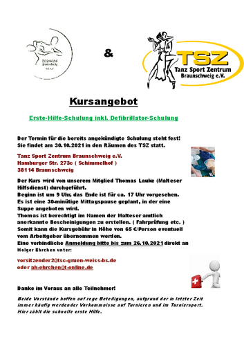 Erste Hilfe-/Defibrillatorschulung in Braunschweig